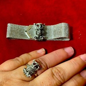 Vintage Sarah Coventry owl bracelet and ring